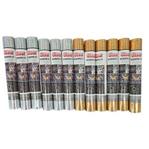 Siser New 11.8x36 Holographic HTV Vinyl 12pk Gold Silver Crafting Sparkle Bundle